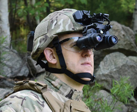 Monocular helmet-mounted low-light night vision device