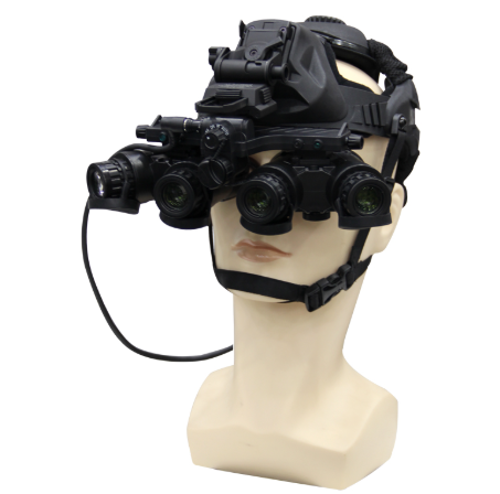 Helmet-mounted four-eye low-light night vision device